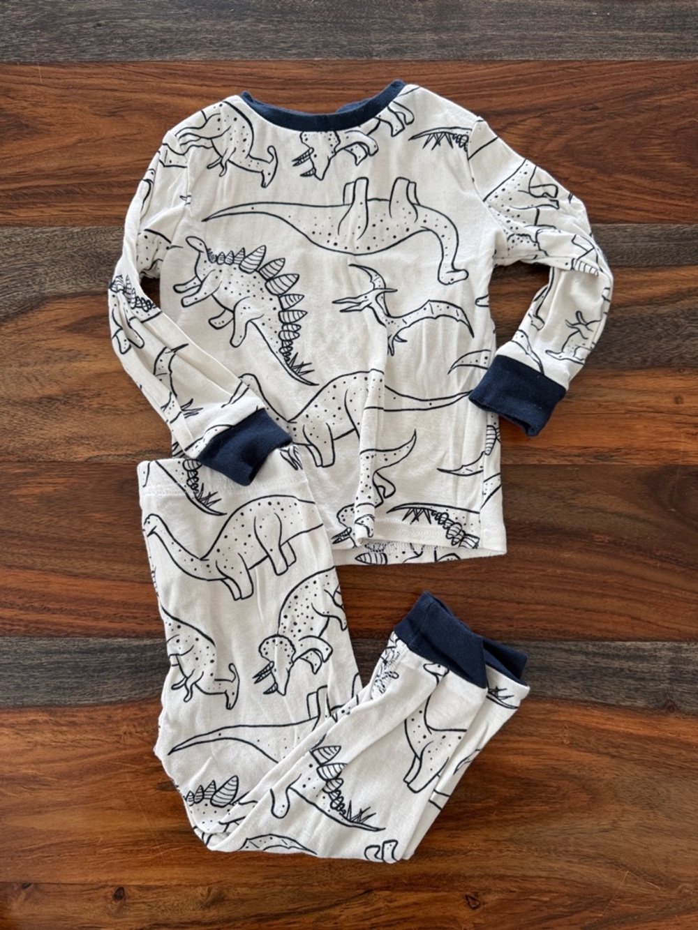 H&M Cream and Navy Dinosaur Pajama Set